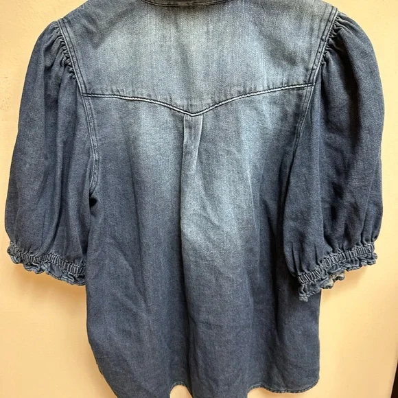 BA&SH Denim Puff Sleeve Shirt - Picture 5 of 6